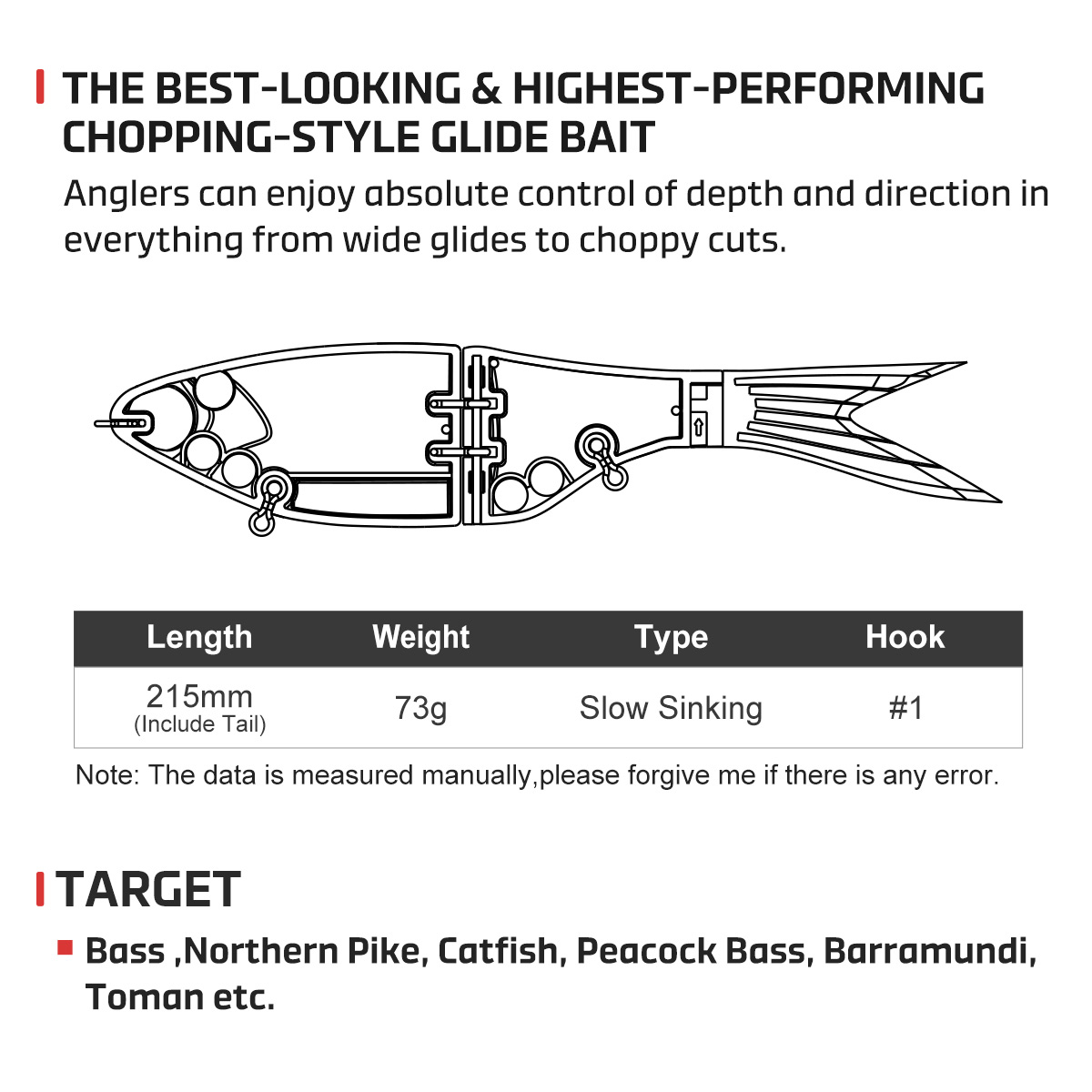 Noeby 215mm 73gAmata Glide Swi - Fishing Lure Swimbait recensione e prezzo